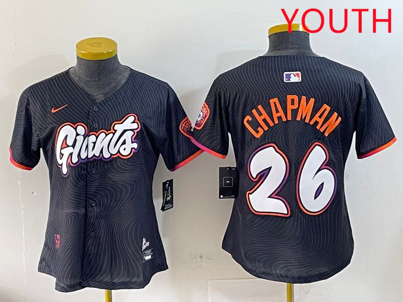 Youth San Francisco Giants #26 Chapman Black Joint Name Nike 2025 MLB Jersey style 1
